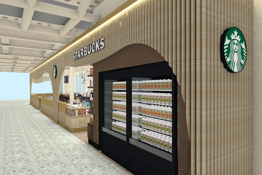 a rendering of the starbucks in bristol airport